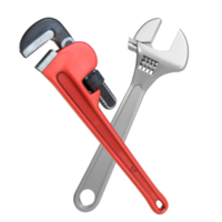 3D Rendering Monkey Wrench And Pipe Wrench png