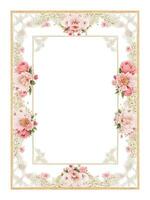 Free flower Border frame with watercolor Flower Ai generative photo