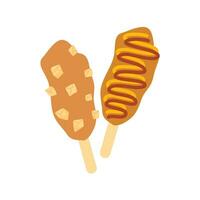 corn dog hand drawn korean street food vector