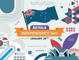 Australia day banner design for 26 January. Australian flag theme  for the national day of Australia in shapes of red and blue colors. Abstract geometric banner vector