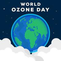 vector design world ozone day with earth, stars, and clouds