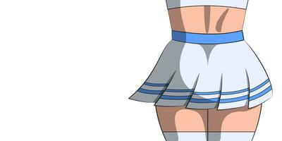 The girl is standing with her back in a short striped skirt vector