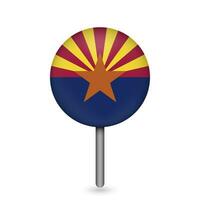 Map pointer with flag of Arizona. Vector illustration.