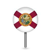 Map pointer with flag of Florida. Vector illustration.