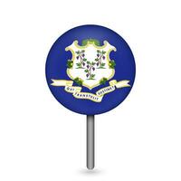 Map pointer with flag of Connecticut. Vector illustration.