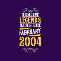 el real leyenda son nacido en febrero 2004. nacido en febrero 2004 retro Clásico cumpleaños vector