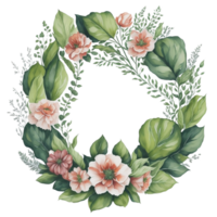 Watercolor Floral Design With Rounded Frame, Watercolor Flower,Bouquet, watercolor bouquet Flower, wedding flower, Watercolor Floral Design, Botanical Flower, Watercolor Decoration, Ai Generated png