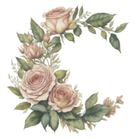 fleur bouquet aquarelle clipart ,aquarelle arrondi cadre, ai généré png