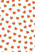 Simple seamless pattern with red hearts on a white background. Vector graphics.