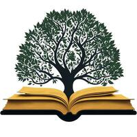 árbol de conocimiento con libros en lugar de hojas foto