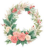 Christmas Wreath Illustration with AI Generative png