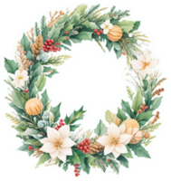 Christmas Wreath Sticker with AI Generative png