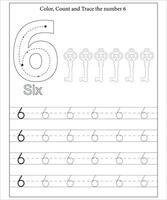 Number Tracing, Number Tracing Worksheet, Math workbook for kids vector