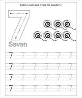 Number Tracing, Number Tracing Worksheet, Math workbook for kids vector