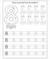 Number Tracing, Number Tracing Worksheet, Math workbook for kids vector