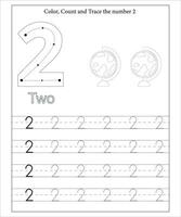 Number Tracing, Number Tracing Worksheet, Math workbook for kids vector