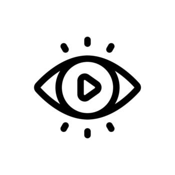 Simple Vision icon combined with play button icon. The icon can be used for websites, print templates, presentation templates, illustrations, etc vector