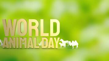 The animal plate and text for  World Animal Day concept 3d rendering photo