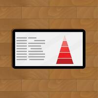 Red pyramid chart. Information on display, vector illustration