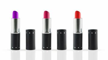 Different lipsticks colorful collection isolated background. clipping path photo