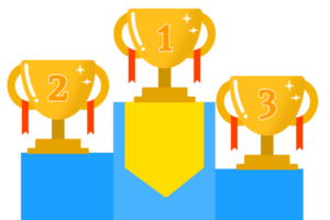 illustration of 1st,2nd and 3rd place trophies on the podium. png