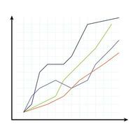 Template of curve chart. Growth finance report, vector illustration