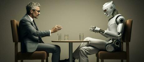 Robotic intelligence digital technology artificial futuristic people science cyborg work humanoid business photo