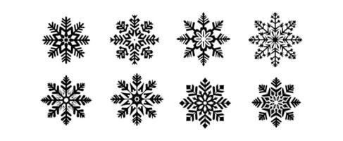 conjunto de copos de nieve silueta aislado en blanco antecedentes. Navidad y contento nuevo año decorativo elemento vector ilustración