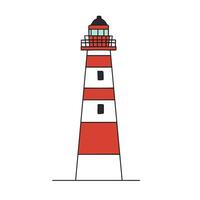 Doodle lighthouse isolated on white background. Vector illustration.