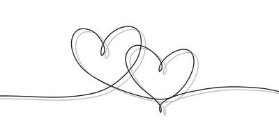 Heart. Continuous line art drawing. Hand drawn doodle vector illustration in a continuous line. Line art decorative design