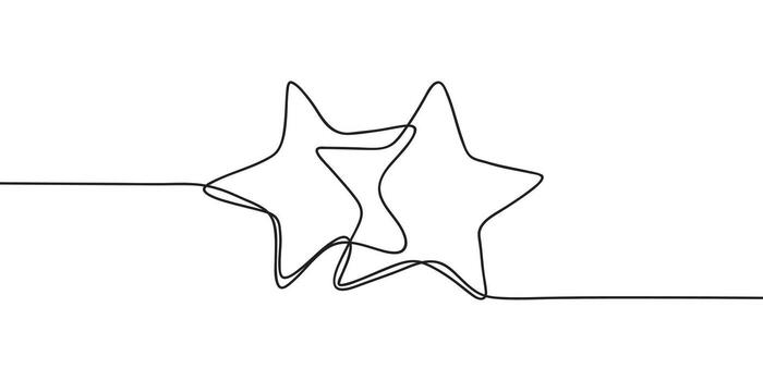 Star icon line continuous drawing vector. One line star icon vector background. Star icon. Continuous outline of a star icon.