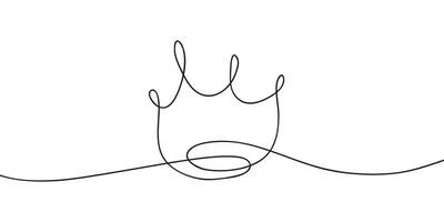 Crown icon line continuous drawing vector. One line crown icon vector background. Crown icon. Continuous outline of a crown icon.