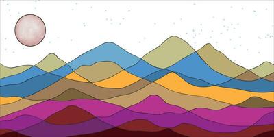 Mountains color, translucent waves, abstract glass shape, modern background, design vector Illustration