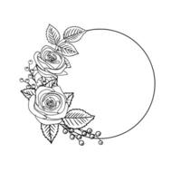 Rose Wreath Circular Frame vector