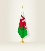 Wales flag on a flag stand. vector