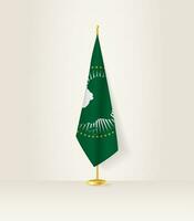 African Union flag on a flag stand. vector