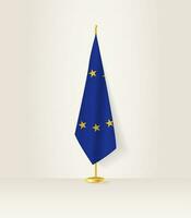 European Union flag on a flag stand. vector