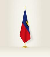 Liechtenstein flag on a flag stand. vector