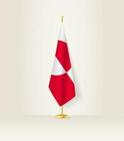 Greenland flag on a flag stand. vector