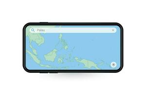 Searching map of Palau in Smartphone map application. Map of Palau in Cell Phone. vector