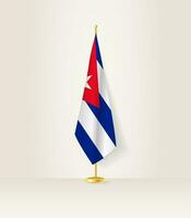 Cuba flag on a flag stand. vector