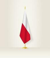 Polonia bandera en un bandera pararse. vector