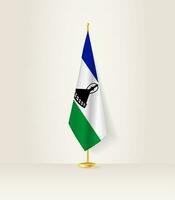 Lesotho flag on a flag stand. vector