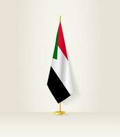 Sudan flag on a flag stand. vector