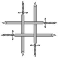 design of four crossed ancient sword vector