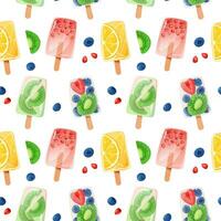 Seamless vector pattern with fruit cartoon ice cream.