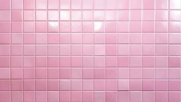 Pink square mosaic tiles, modern texture background. photo