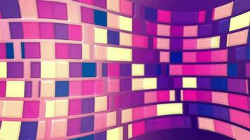 Colorful vibrant shiny background with a gently moving mosaic pattern of glossy plastic effect geometric shapes. This trendy multicolored party background animation is full HD and a seamless loop. video