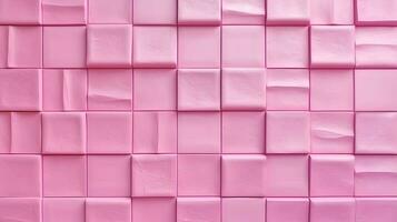 Pink square mosaic tiles, modern texture background. photo