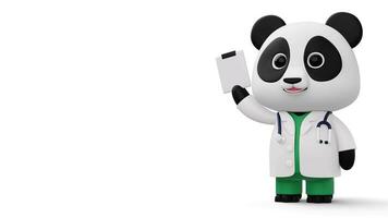 Cute doctor panda, 3d cartoon panda character, 3d rendering video